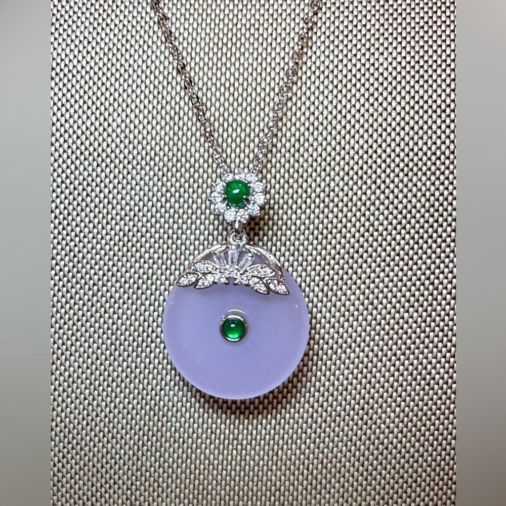 Natural chalcedony Violet round Necklace